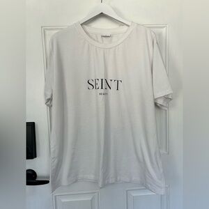 SEINT Beauty Women's White Logo Short Sleeve Tee
